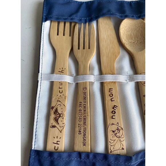 5 Piece Disney Parks Disney Critters Travel Bamboo Utensil Set With Case Pluto - Picture 9 of 12